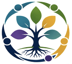 PWCDC logo: a navy tree with six colored leaves inside a circle of linked figures